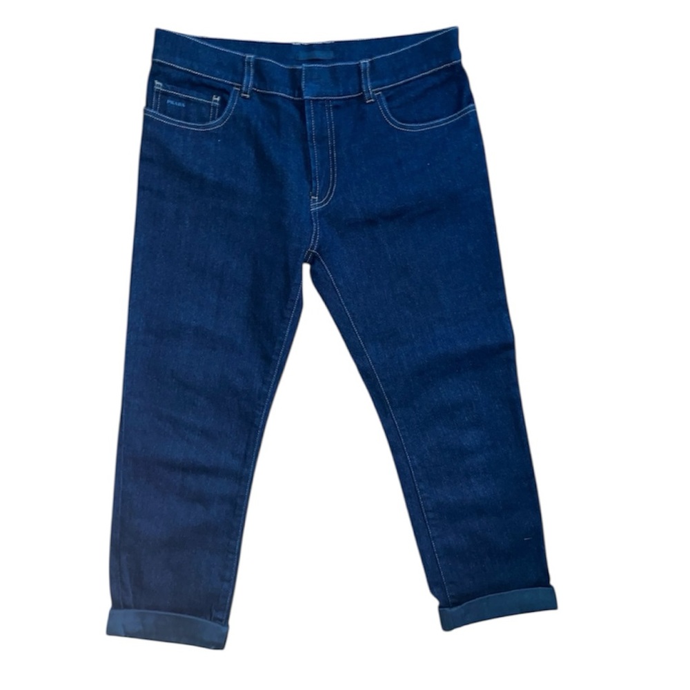 Prada Indigo Silk-Cuff Jeans – Size 26 – Made in Romania
